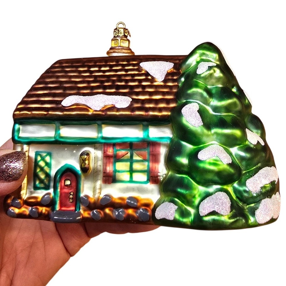 Department 56 Home for the Holidays Blown Glass Christmas Ornament House Vintage